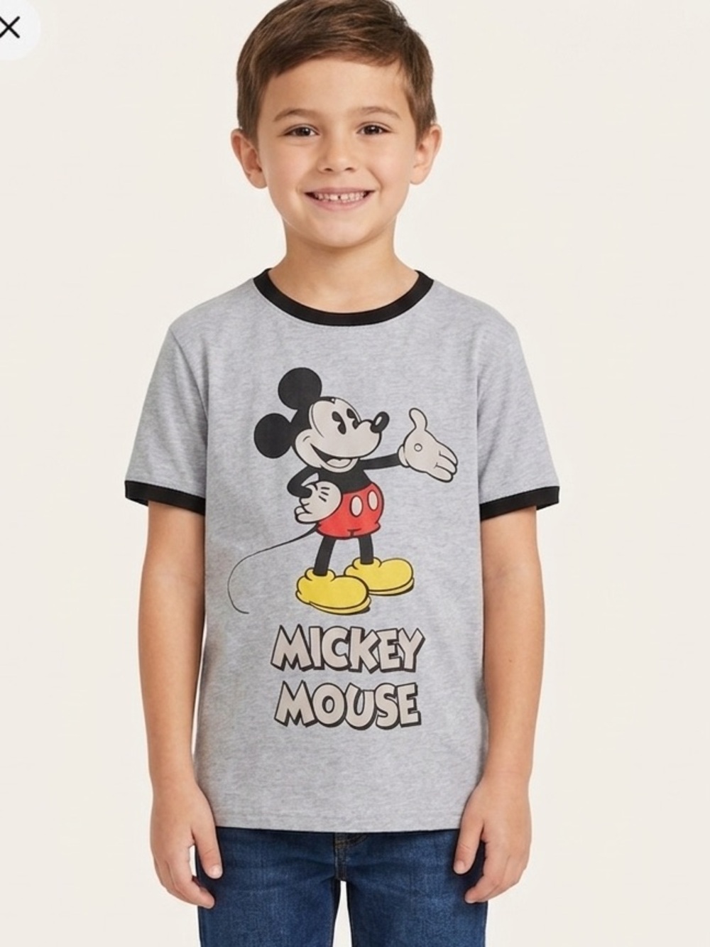 Disney Mickey Mouse Gray and Black Kids T-Shirt